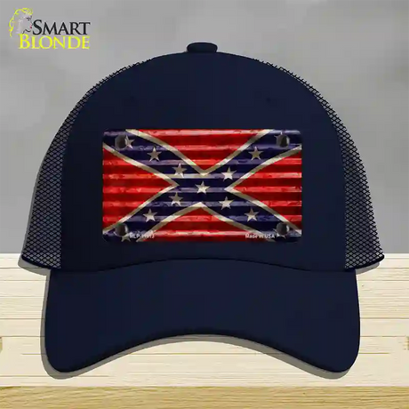 Confederate Flag Corrugated Novelty License Plate Hat Mesh / Navy