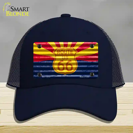 Route 66 Arizona Flag Novelty License Plate Hat Mesh / Navy