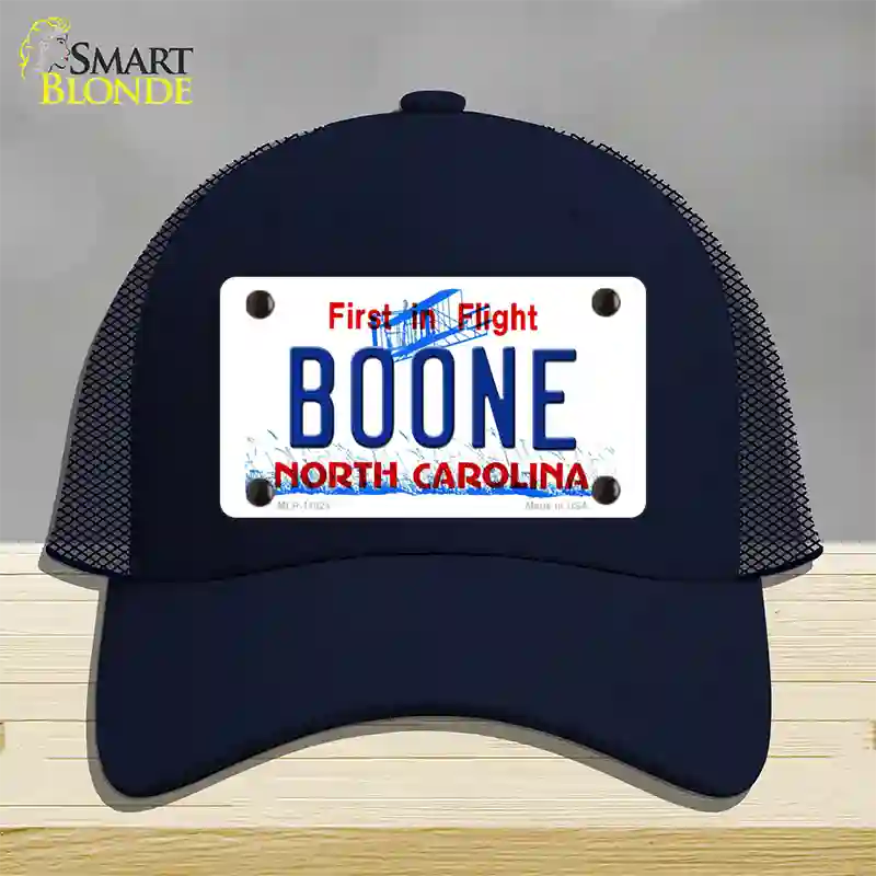 Boone North Carolina Novelty License Plate Hat Mesh / Navy