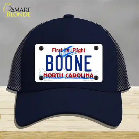 Boone North Carolina Novelty License Plate Hat Mesh / Navy