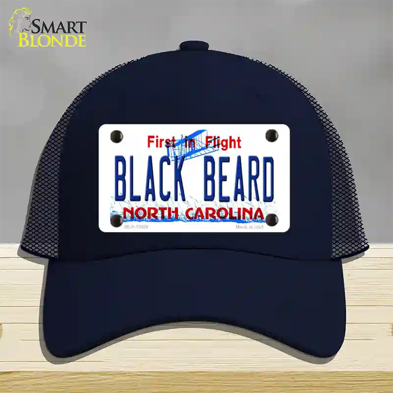 Black Beard North Carolina Novelty License Plate Hat Mesh / Navy