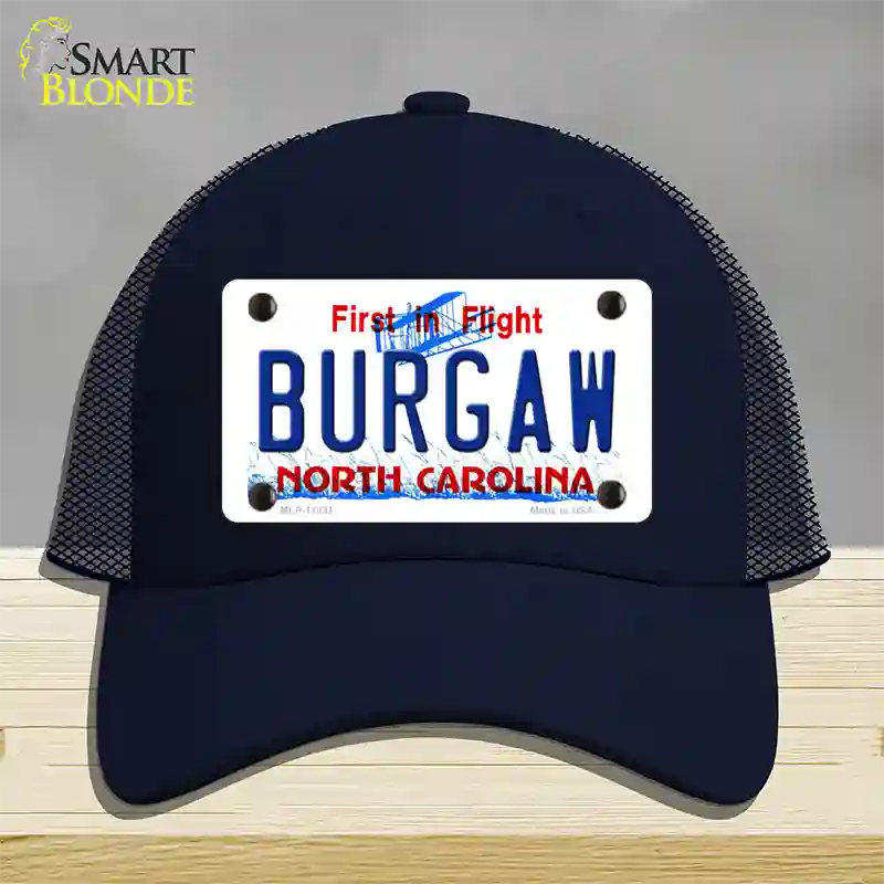 Burgaw North Carolina Novelty License Plate Hat Mesh / Navy