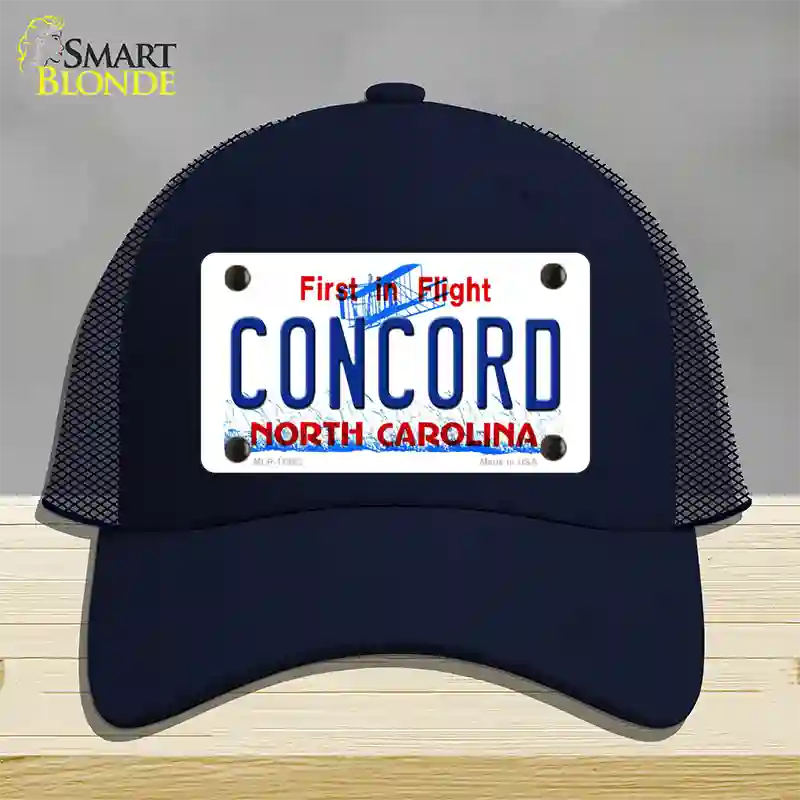 Concord North Carolina Novelty License Plate Hat Mesh / Navy