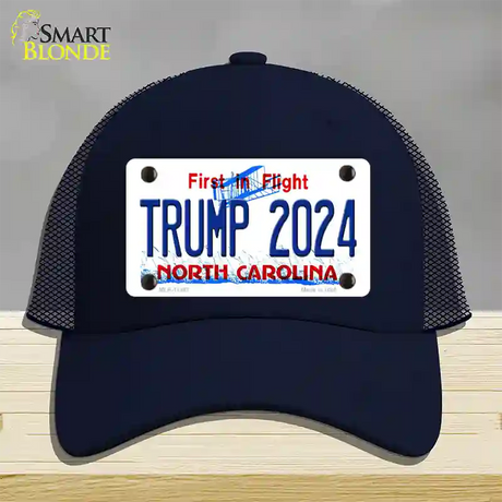 Trump 2024 North Carolina Novelty License Plate Hat Mesh / Navy