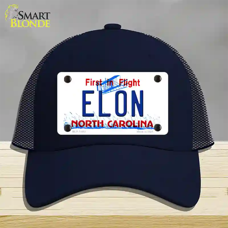 Elon North Carolina Novelty License Plate Hat Mesh / Navy