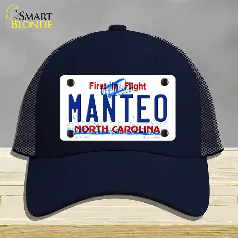 Manteo North Carolina Novelty License Plate Hat Mesh / Navy