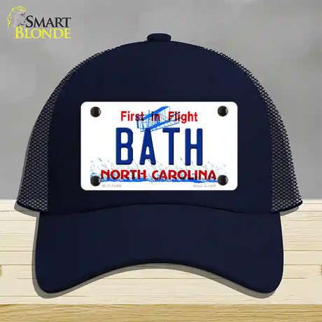 Bath North Carolina Novelty License Plate Hat Mesh / Navy