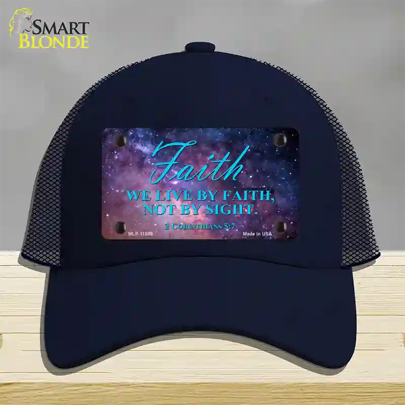 Live By Faith Novelty License Plate Hat Mesh / Navy