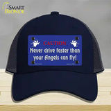 Never Drive Faster Than Angels Novelty License Plate Hat Mesh / Navy