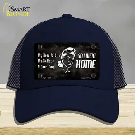 So I Went Home Novelty License Plate Hat Mesh / Navy