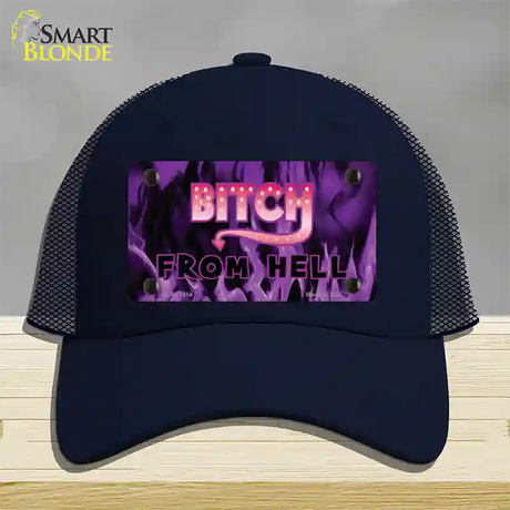 Bitch from Hell Novelty License Plate Hat Mesh / Navy