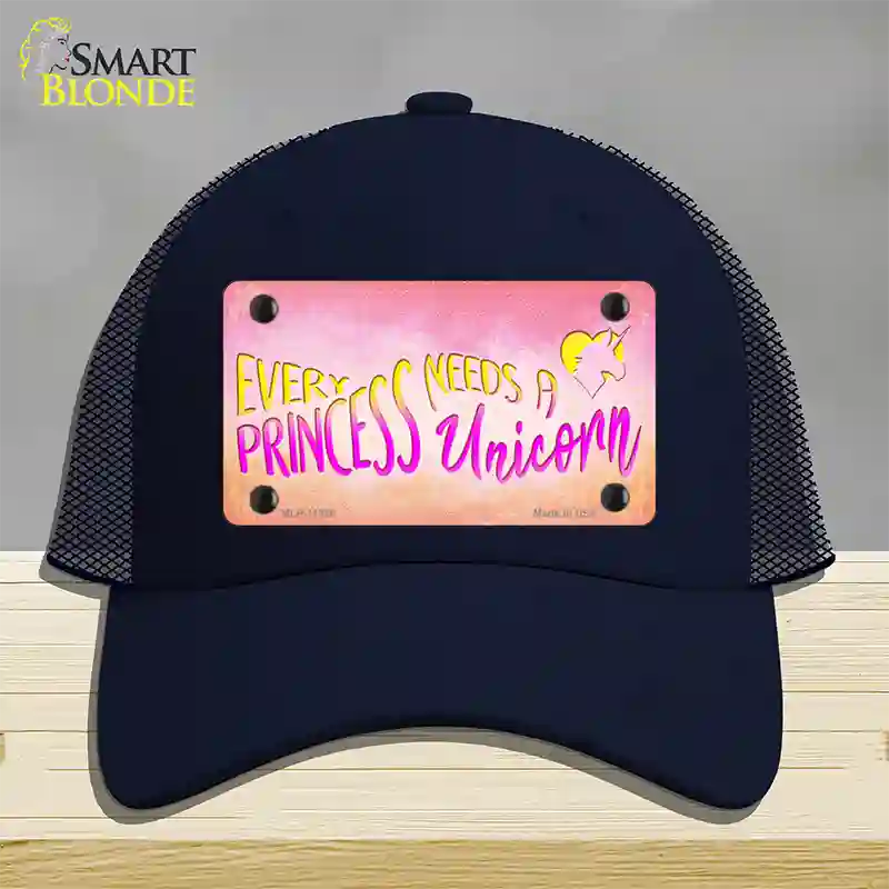 Princess and Unicorn Novelty License Plate Hat Mesh / Navy