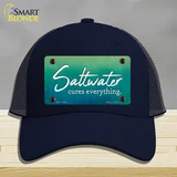 Saltwater Cures Everything Novelty License Plate Hat Mesh / Navy