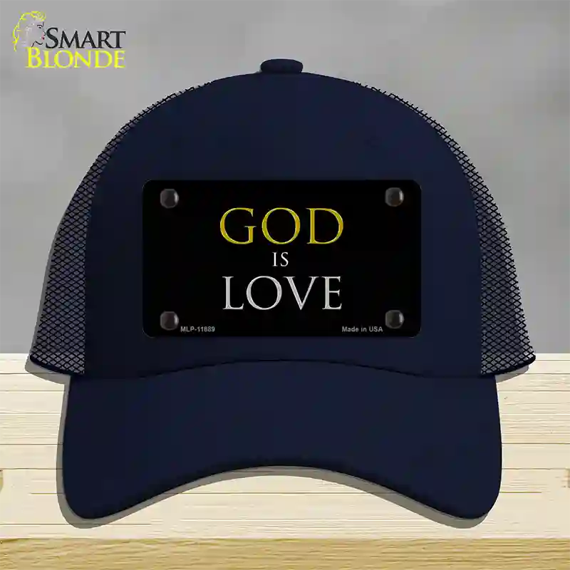 God Is Love Novelty License Plate Hat Mesh / Navy