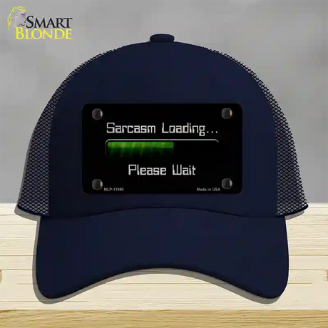 Sarcasm Loading Novelty License Plate Hat Mesh / Navy