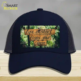 Enjoy Your Coffee Novelty License Plate Hat Mesh / Navy