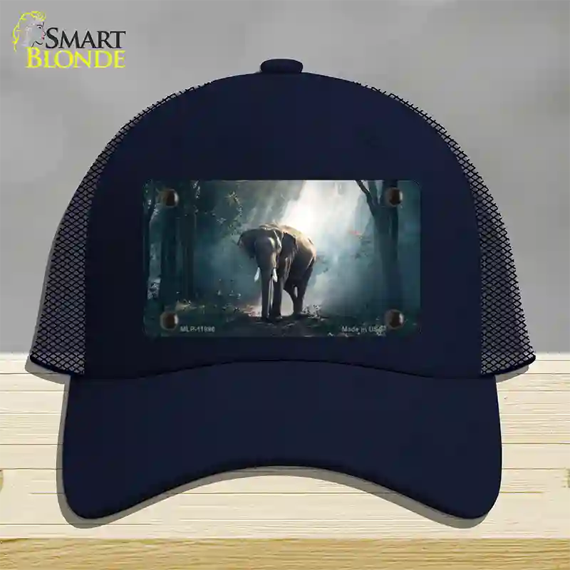 Elephant in the Woods Novelty License Plate Hat Mesh / Navy