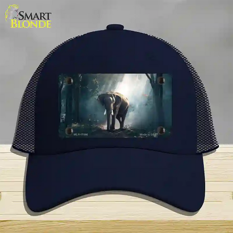 Elephant in the Woods Novelty License Plate Hat Mesh / Navy