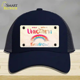 Walk with a Unicorn Novelty License Plate Hat Mesh / Navy