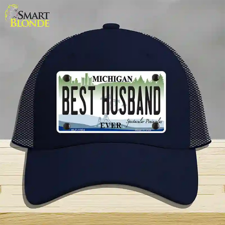 Michigan Best Husband Novelty License Plate Hat Mesh / Navy