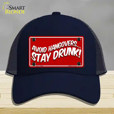 Avoid Hangovers Novelty License Plate Hat Mesh / Navy