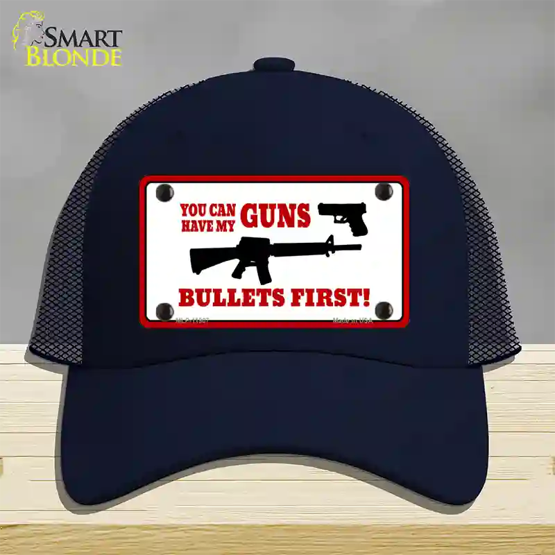 Bullets First Novelty License Plate Hat Mesh / Navy