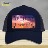 Retired and Loving It Novelty License Plate Hat Mesh / Navy