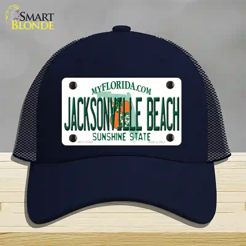 Florida Jacksonville Beach Novelty License Plate Hat Mesh / Navy