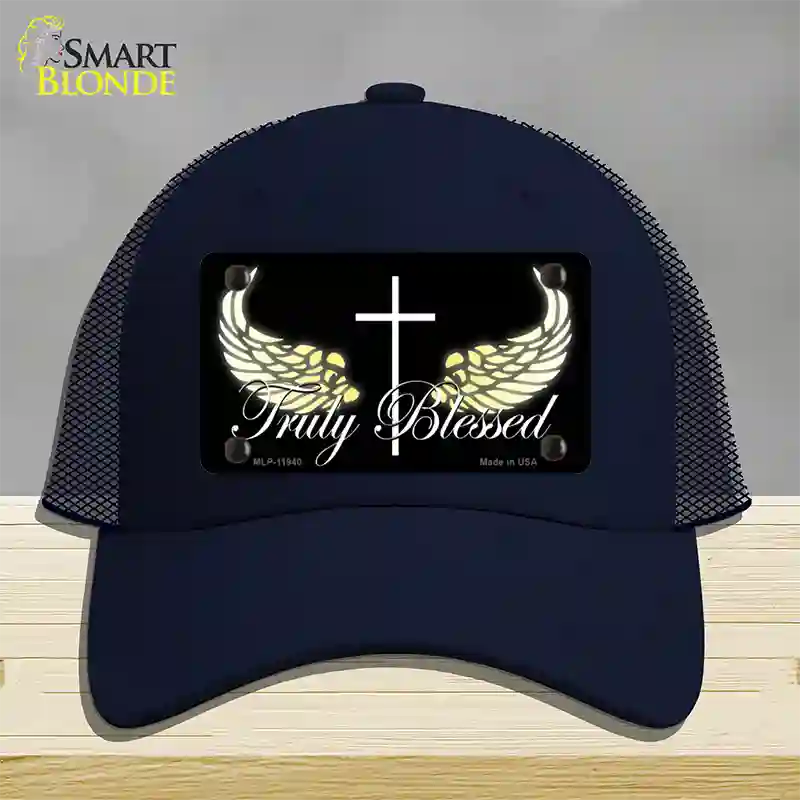 Truly Blessed Novelty License Plate Hat Mesh / Navy