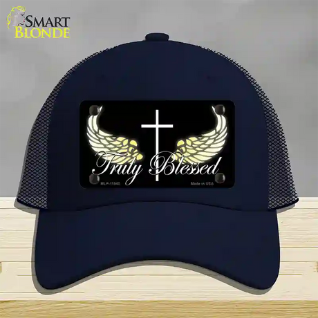 Truly Blessed Novelty License Plate Hat Mesh / Navy