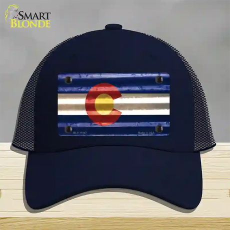 Colorado Corrugated Flag Novelty License Plate Hat Mesh / Navy