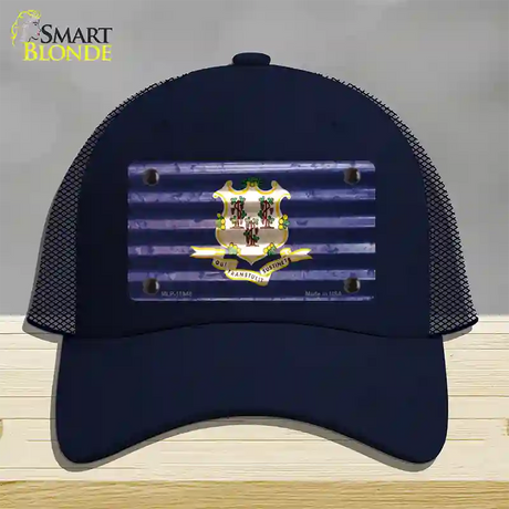 Connecticut Corrugated Flag Novelty License Plate Hat Mesh / Navy