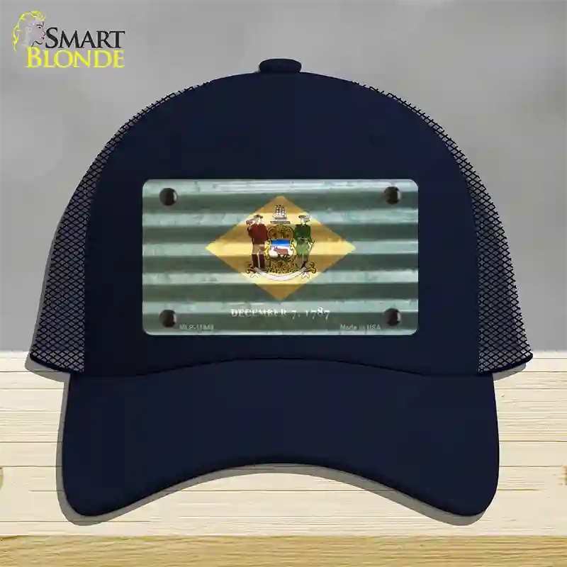 Delaware Corrugated Flag Novelty License Plate Hat Mesh / Navy