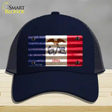 Iowa Corrugated Flag Novelty License Plate Hat Mesh / Navy