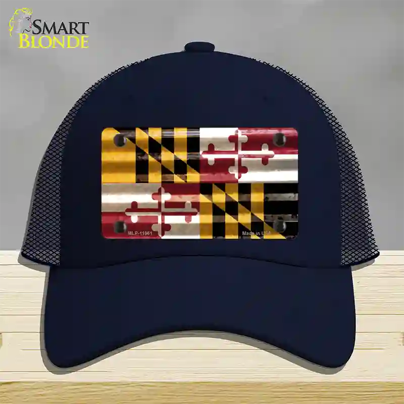 Maryland Corrugated Flag Novelty License Plate Hat Mesh / Navy