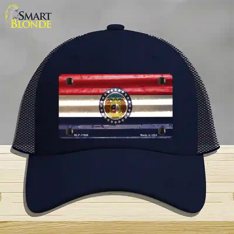 Missouri Corrugated Flag Novelty License Plate Hat Mesh / Navy