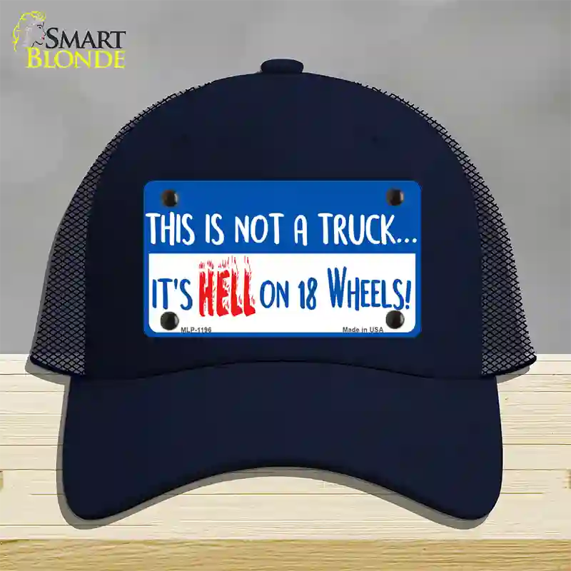 Hell On 18 Wheels Novelty License Plate Hat Mesh / Navy