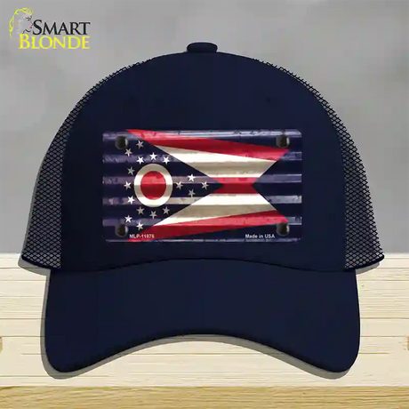 Ohio Corrugated Flag Novelty License Plate Hat Mesh / Navy