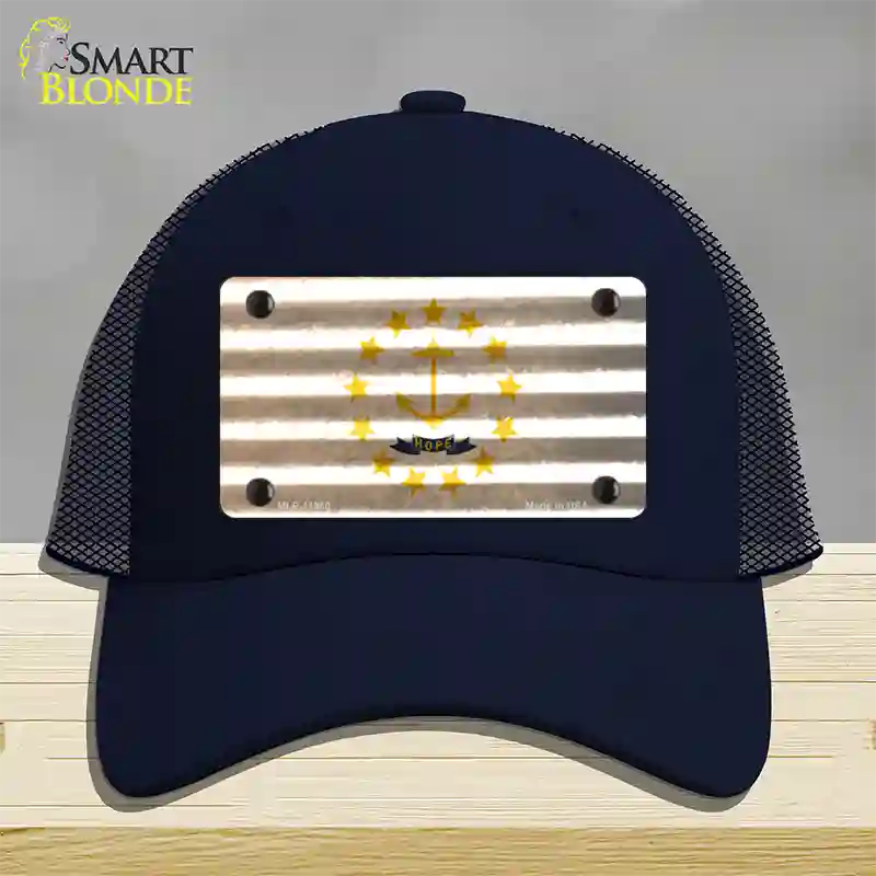 Rhode Island Corrugated Flag Novelty License Plate Hat Mesh / Navy