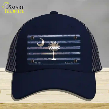 South Carolina Corrugated Flag Novelty License Plate Hat Mesh / Navy