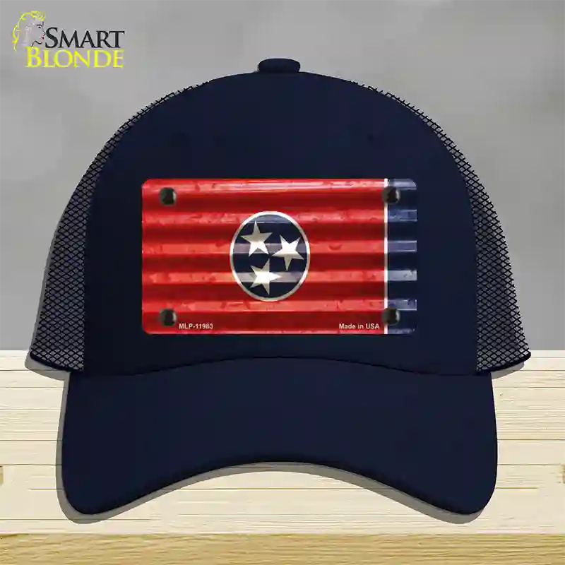 Tennessee Corrugated Flag Novelty License Plate Hat Mesh / Navy