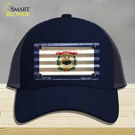 West Virginia Corrugated Flag Novelty License Plate Hat Mesh / Navy