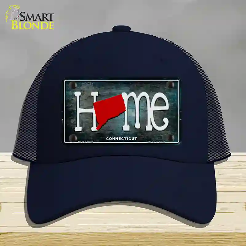 Connecticut Home State Outline Novelty License Plate Hat Mesh / Navy