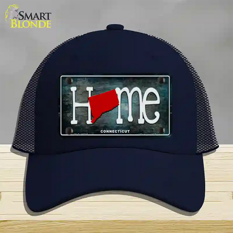 Connecticut Home State Outline Novelty License Plate Hat Mesh / Navy