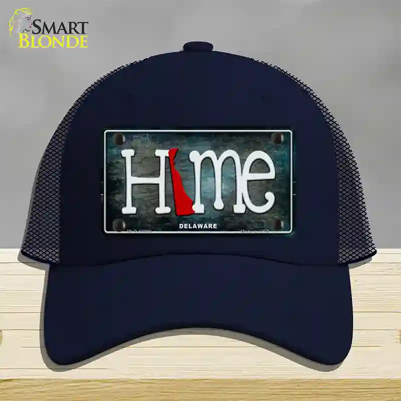 Delaware Home State Outline Novelty License Plate Hat Mesh / Navy