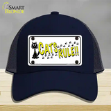 Cats Rule Novelty License Plate Hat Mesh / Navy