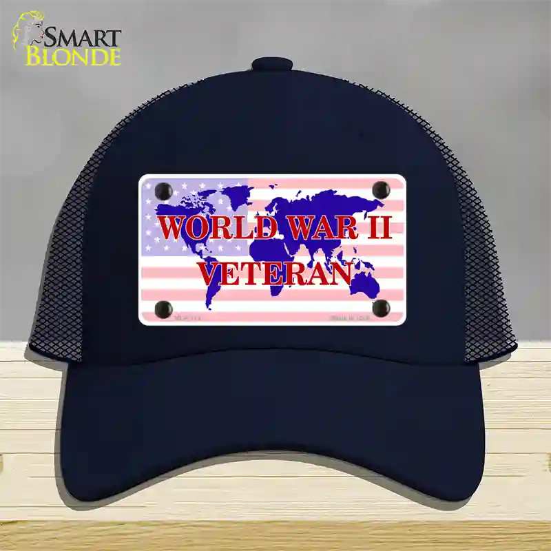 WW II Veteran Novelty License Plate Hat Mesh / Navy