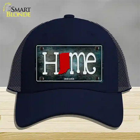 Indiana Home State Outline Novelty License Plate Hat Mesh / Navy