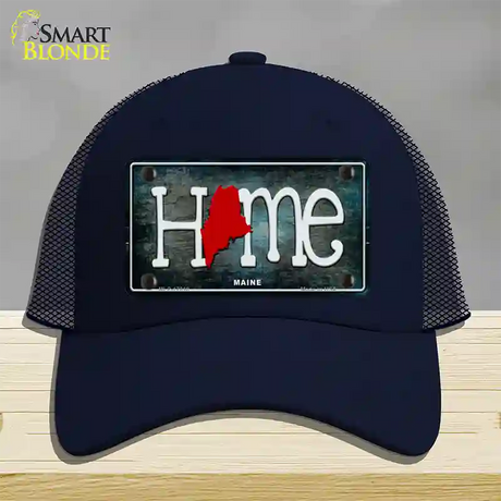 Maine Home State Outline Novelty License Plate Hat Mesh / Navy