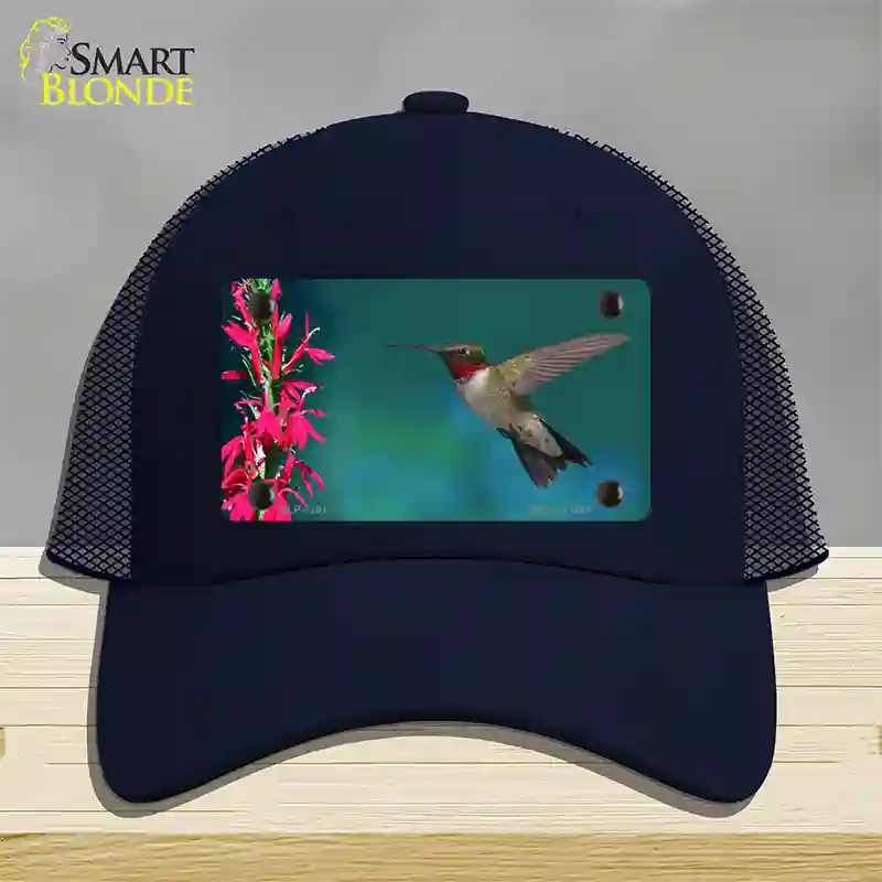 Humming Bird Novelty License Plate Hat Mesh / Navy